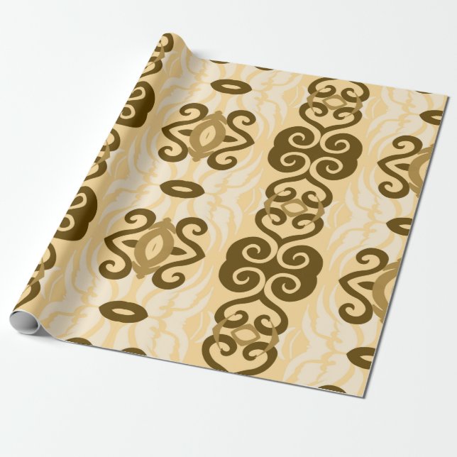 Papel De Regalo Patrón geométrico africano marfil marrón (Desenrollado)