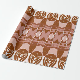 Papel De Regalo Patrón geométrico africano marfil marrón