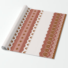 Papel De Regalo Patrón geométrico africano marfil naranja marrón