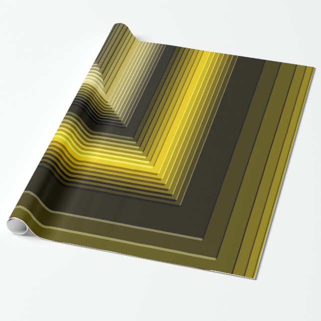 Papel De Regalo patrón geométrico amarillo negro (Desenrollado)