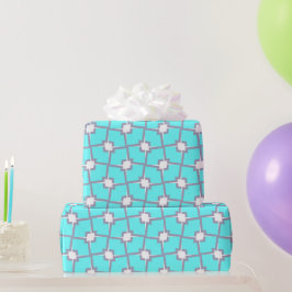 Papel De Regalo Patrón geométrico azul claro y blanco