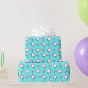 Papel De Regalo Patrón geométrico azul claro y blanco