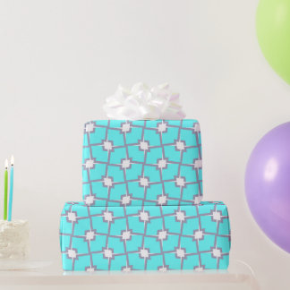 Papel De Regalo Patrón geométrico azul claro y blanco