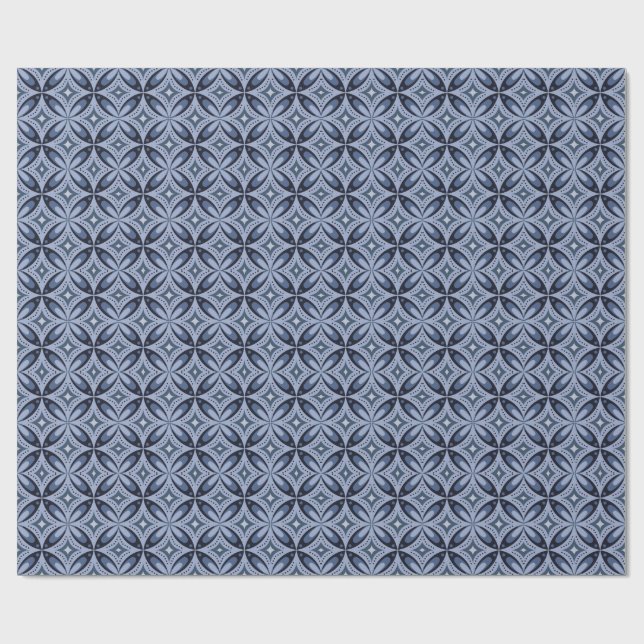 Papel De Regalo Patrón geométrico azul estilo retro (Superficie plana)