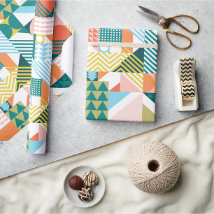 Papel De Regalo Patrón geométrico Bauhaus Mosaico Scandi