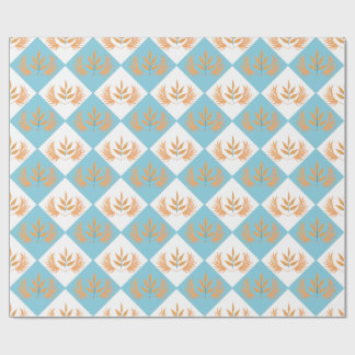 Papel De Regalo Patrón geométrico botánico retro | Floral naranja