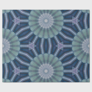 Papel De Regalo Patrón geométrico caleidoscopio en azul marino y t