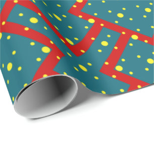Papel De Regalo Patrón geométrico con corazones azules delineados