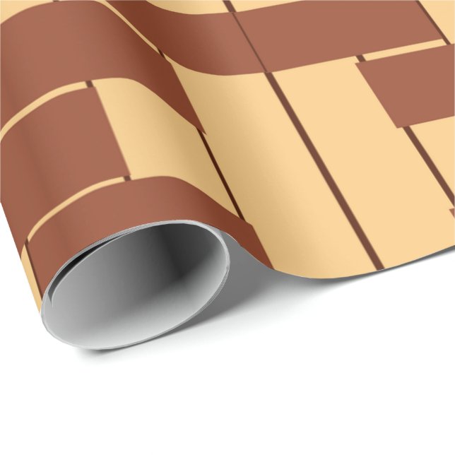 Papel De Regalo Patrón geométrico con marrón alterno  (Esquina del rollo)