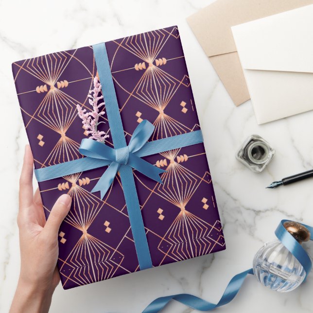 Papel De Regalo Patrón geométrico continuo con líneas de melocotón (Regalar)