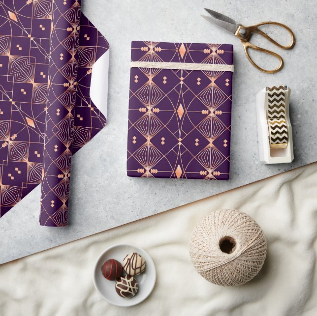 Papel De Regalo Patrón geométrico continuo con líneas de melocotón (Artesanía)