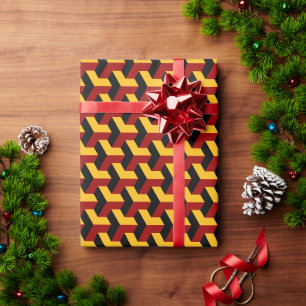 Papel De Regalo Patrón geométrico de bloque de Barcelona rojo negr