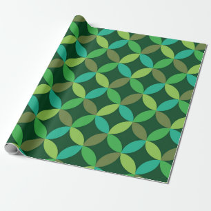 Papel De Regalo Patrón geométrico de círculos verdes de mediados d