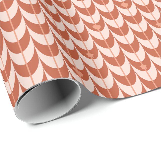 Papel De Regalo Patrón geométrico de concha retro (Esquina del rollo)