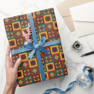 Papel De Regalo Patrón geométrico de diamante cuadrado de mediados