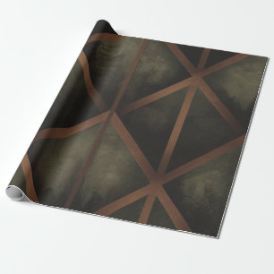Papel De Regalo Patrón Geométrico De Elegancia Verde Y naranja