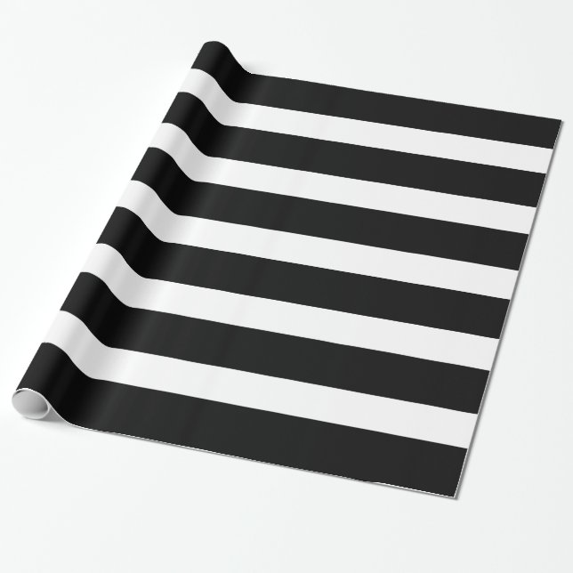 Papel De Regalo Patrón geométrico de franjas en blanco y negro (Desenrollado)