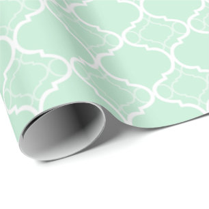 Papel De Regalo Patrón geométrico de la hoja de cuatreil verde de 