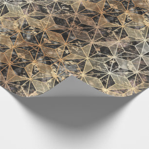 Papel De Regalo Patrón geométrico de mármol y oro