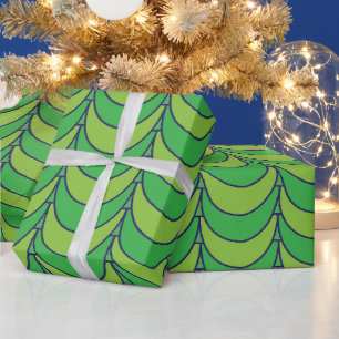 Papel De Regalo Patrón geométrico de medio círculo verde geométric