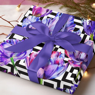 Papel De Regalo Patrón geométrico de Moda de tulipano morado moder