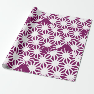 Papel De Regalo Patrón geométrico de mora y blanco
