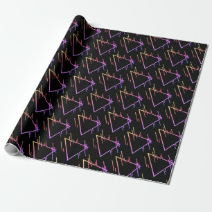 Papel De Regalo Patrón geométrico de neón retro 5