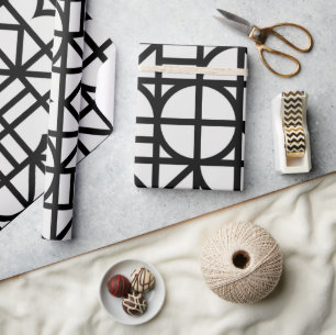 Papel De Regalo Patrón geométrico de resumen negro de Bauhaus