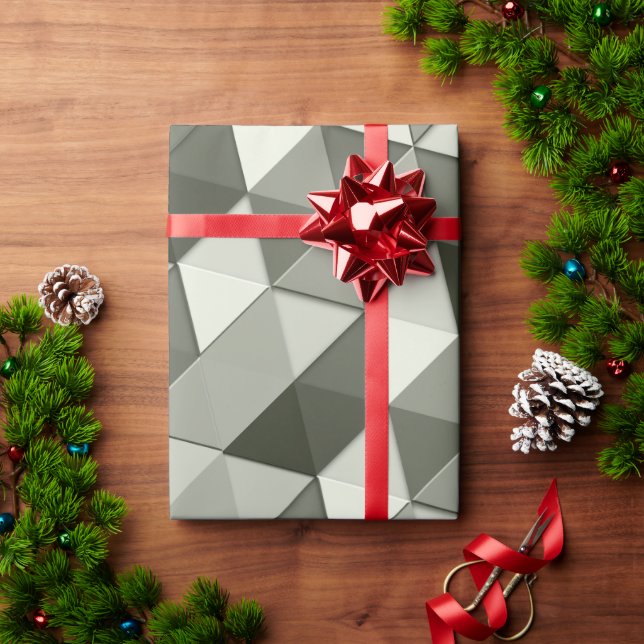 Papel De Regalo Patrón geométrico de triángulos de escala de grise (Regalo de vacaciones)