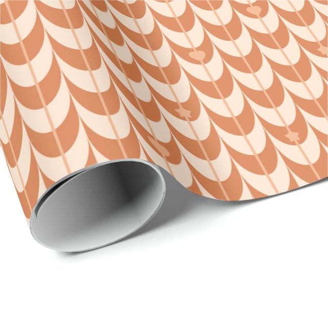 Papel De Regalo Patrón geométrico de vieira retro (Esquina del rollo)