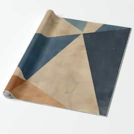 Papel De Regalo Patrón geométrico en azules, ocres y óxido