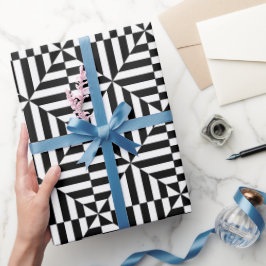 Papel De Regalo Patrón geométrico en blanco y negro
