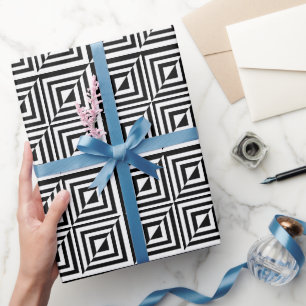 Papel De Regalo Patrón geométrico en blanco y negro