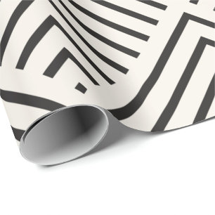 Papel De Regalo Patrón geométrico en blanco y negro con superposic