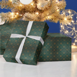 Papel De Regalo Patrón geométrico   Estallido de estrellas esmeral