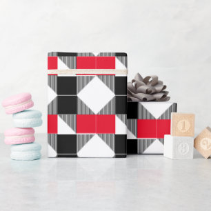 Papel De Regalo patrón geométrico estético moderno rojo y negro
