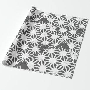 Papel De Regalo Patrón geométrico gris de carbón vegetal