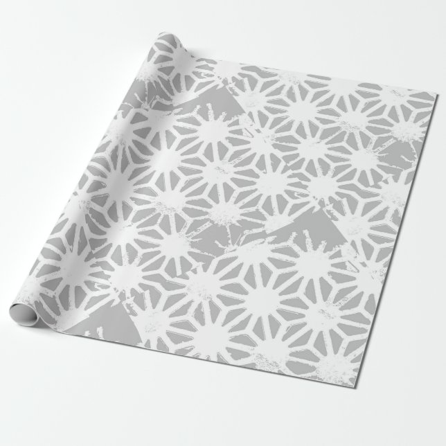 Papel De Regalo Patrón geométrico gris y blanco (Desenrollado)