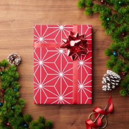 Papel De Regalo Patrón geométrico japonés rojo moderno