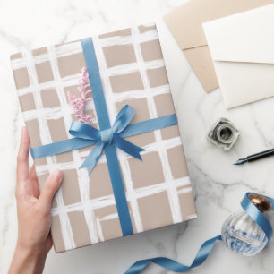 Papel De Regalo Patrón geométrico marfil de rejilla beige suave