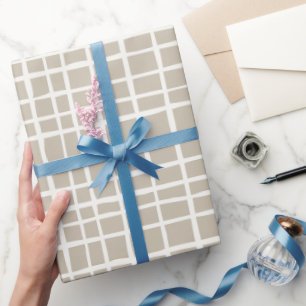 Papel De Regalo Patrón geométrico marfil de rejilla beige suave