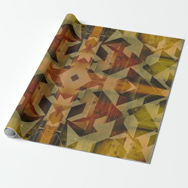 Papel De Regalo Patrón geométrico marrón abstracto (Desenrollado)