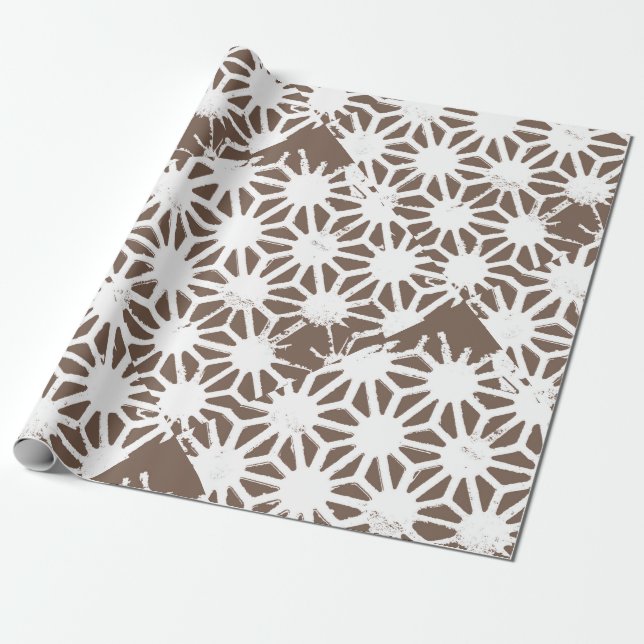 Papel De Regalo Patrón geométrico marrón y blanco (Desenrollado)
