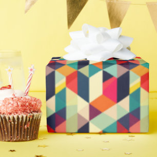 Papel De Regalo Patrón geométrico moderno 3D de mediados de siglo 