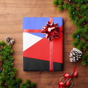 Papel De Regalo Patrón geométrico moderno de arlequín rojo azul y