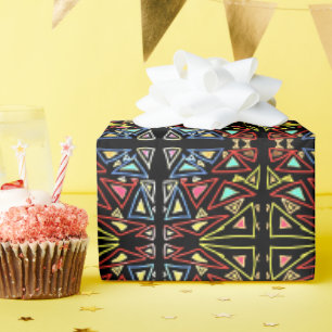 Papel De Regalo Patrón geométrico multicolor de tecnología alieníg