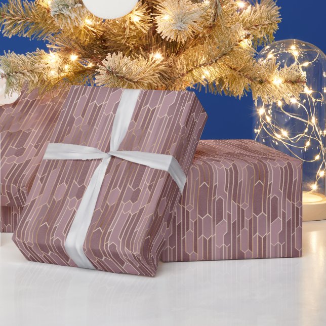 Papel De Regalo Patrón geométrico | Prisma Deco Malva (Vacaciones)