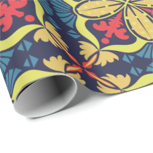 Papel De Regalo Patrón geométrico repetitivo con rojo y amarillo