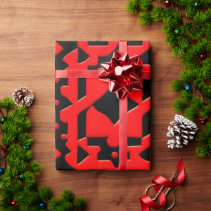 Papel De Regalo Patrón geométrico rojo de batik kazajo