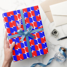 Papel De Regalo Patrón geométrico rojo y azul